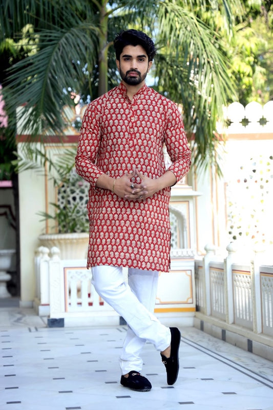 Printed Cotton Kurta for Men