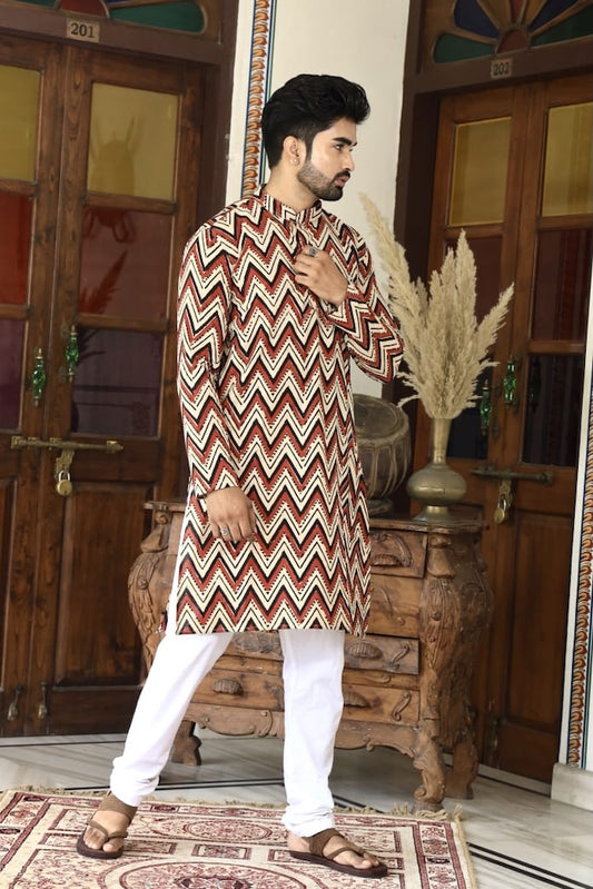 Printed Cotton Kurta for Men