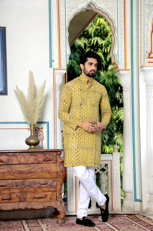 Printed Cotton Kurta for Men