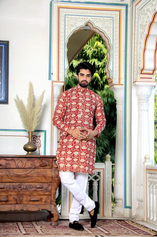 Printed Cotton Kurta for Men