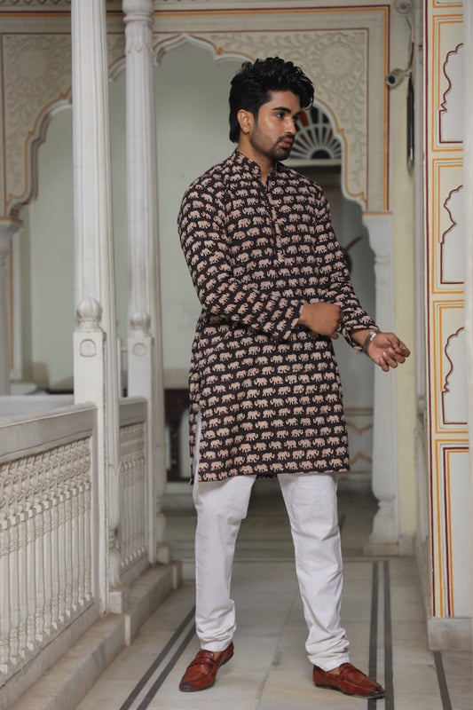 Printed Cotton Kurta for Men