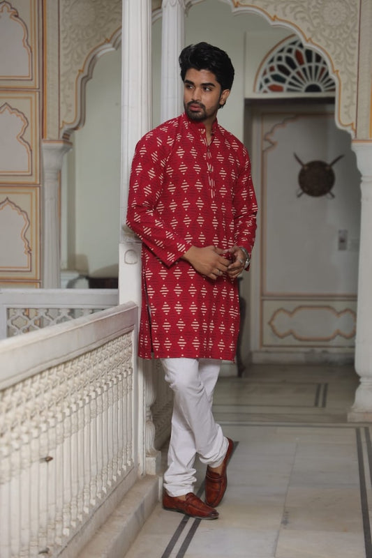 Printed Cotton Kurta for Men