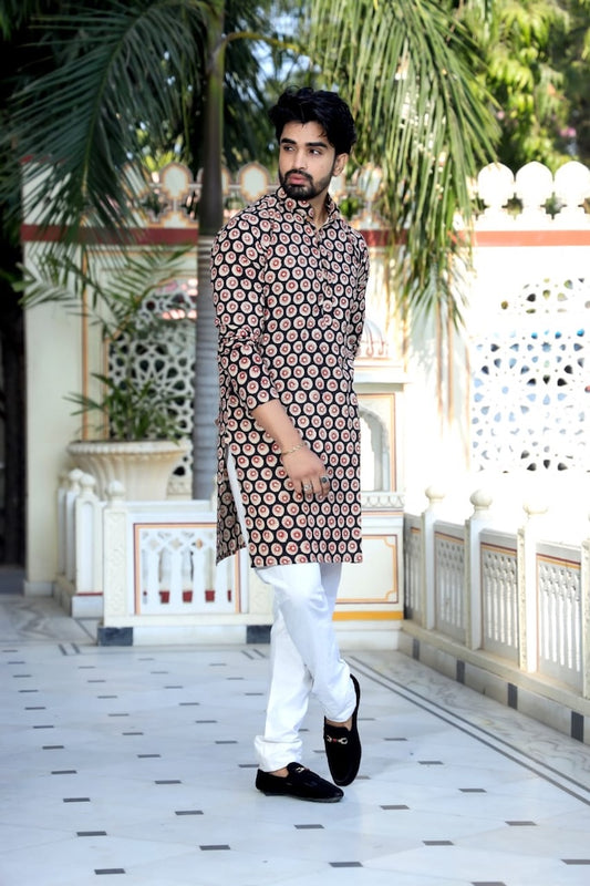 Printed Cotton Kurta for Men