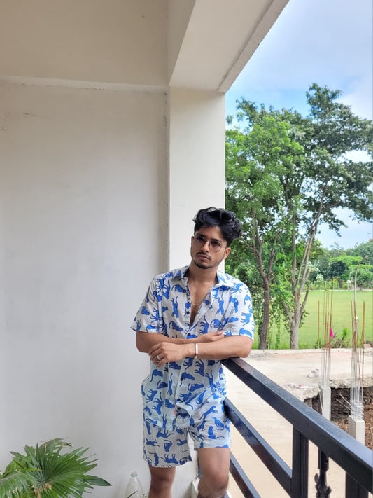 Jungle Print Breezy Cotton Co ord Sets for Mens