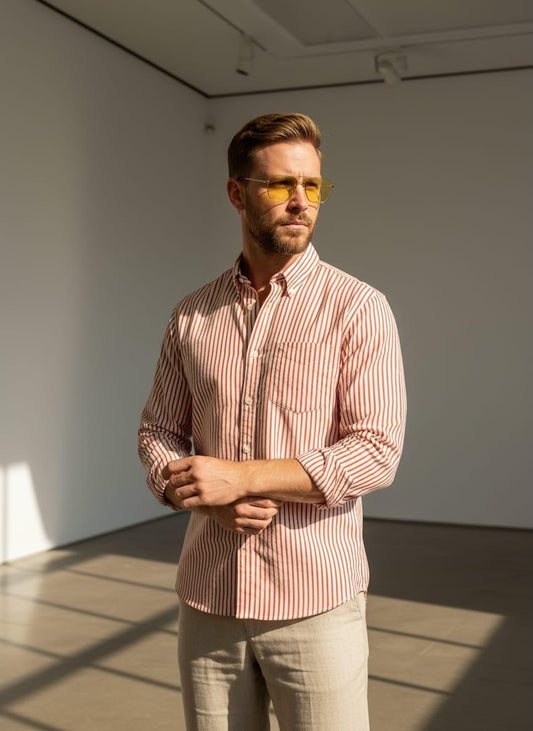 Floral Block Print Full Sleeves Cotton Men Shirt - Organic