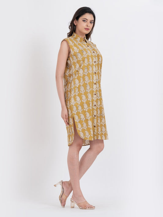 Ethnic Print Long Shirt Dress for Women