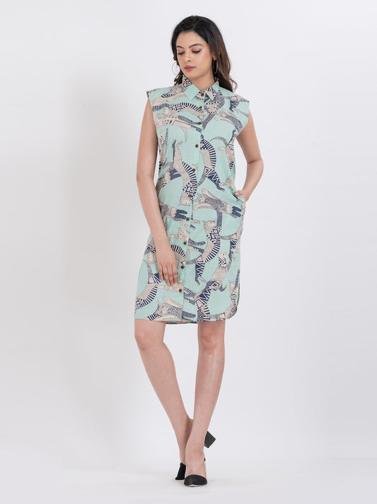 Egyptian Printed Long Shirt Dress for Women