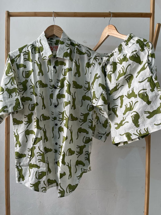 Green Jungle Breezy Half Co ord Sets for Mens