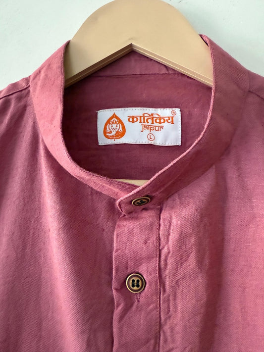 Solid Half Sleeve Cotton Short Kurta for Men