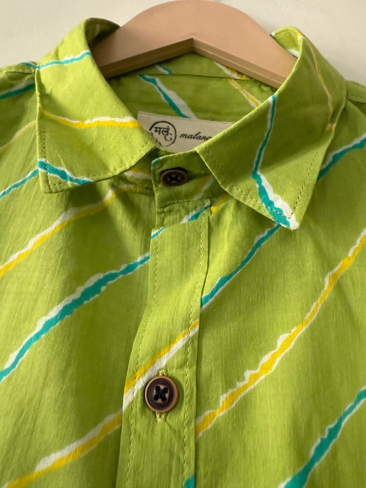 Lehariya Print Mehndi Ceremony Cotton Shirt for Men By MALANG LABEL