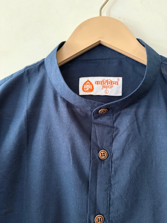 Solid Half Sleeve Cotton Short Kurta for Men