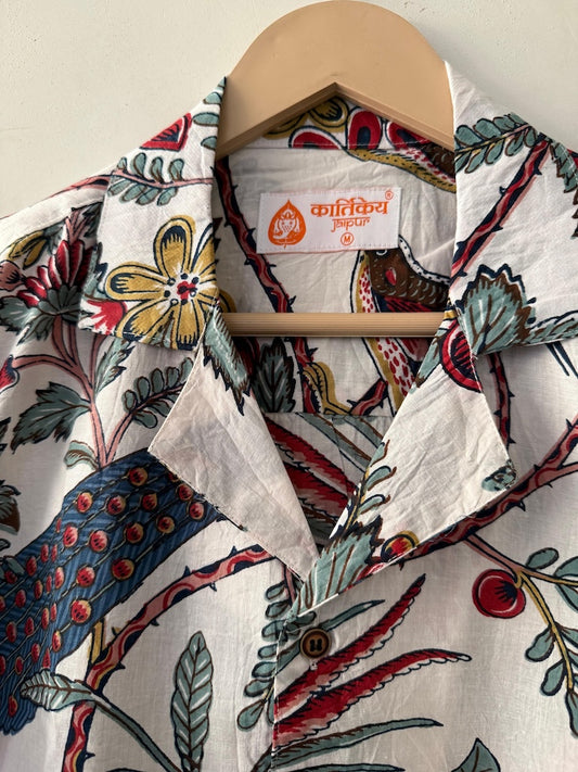 Jungle Print Cuban Collar Shirt for Men