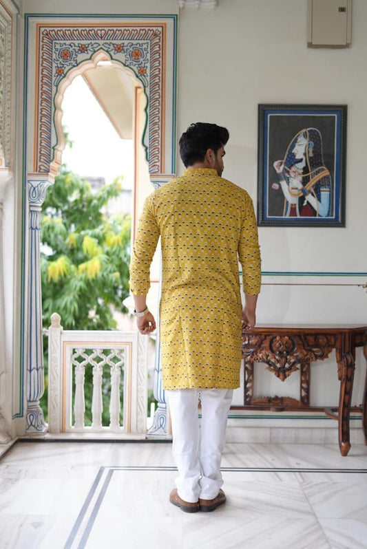 Mens Handblock Printed Kurta