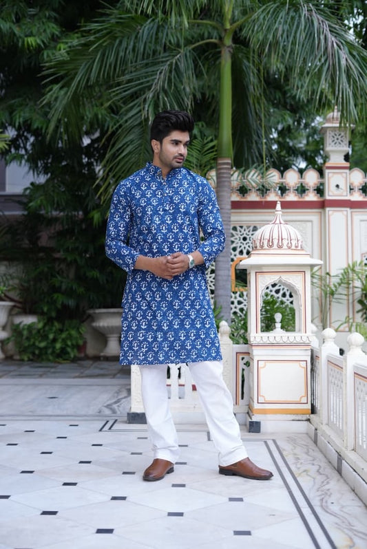 Mens Handblock Printed Kurta