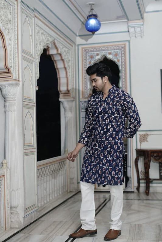 Mens Handblock Printed Kurta