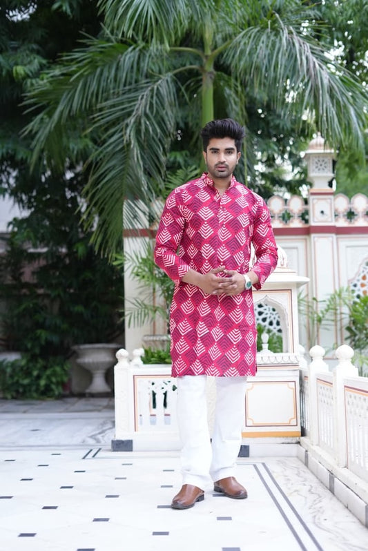 Mens Handblock Printed Kurta