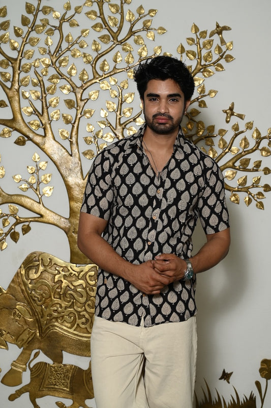 Block Print Plus Size Classic Cotton Shirt for Men