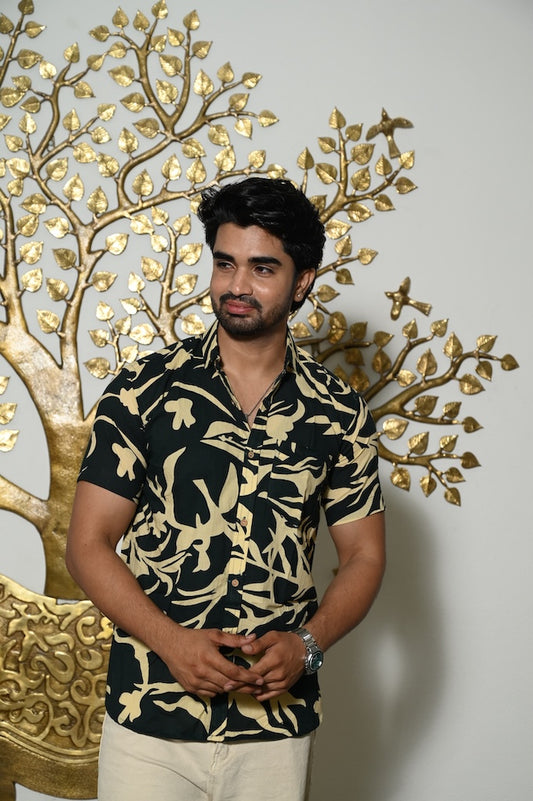 Block Print Plus Size Classic Cotton Shirt for Men
