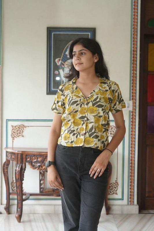 Bagru Print Plus Size Cotton Shirt For Women