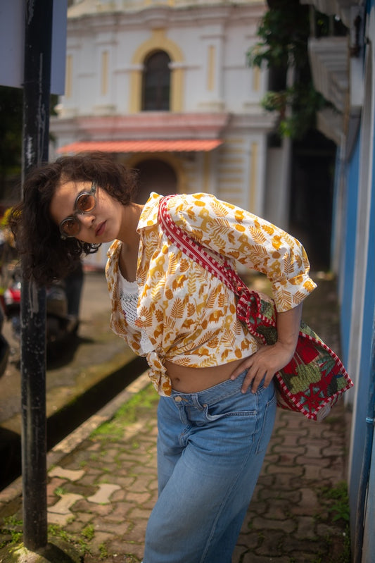 Jungle Print Full Sleeve Cotton Shirt for Womens