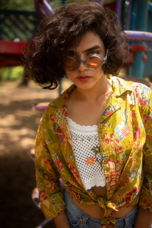 Floral Print Full Sleeve Cotton Shirt for Womens