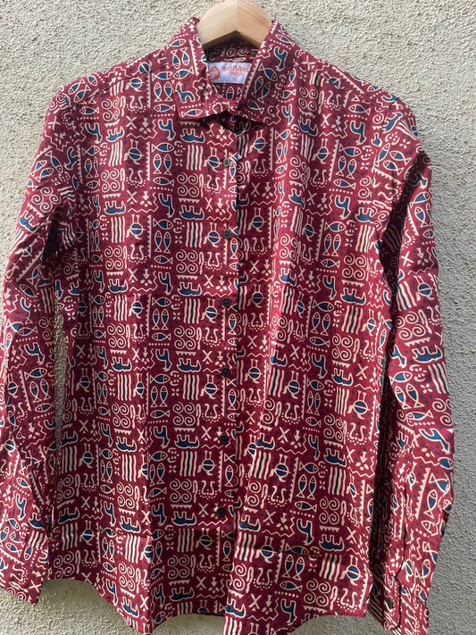 Tribal Print Full Sleeve Cotton Shirt for Womens