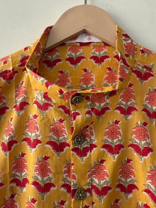 Haldi Print Sanganeri Print Traditional Cotton Short Kurta