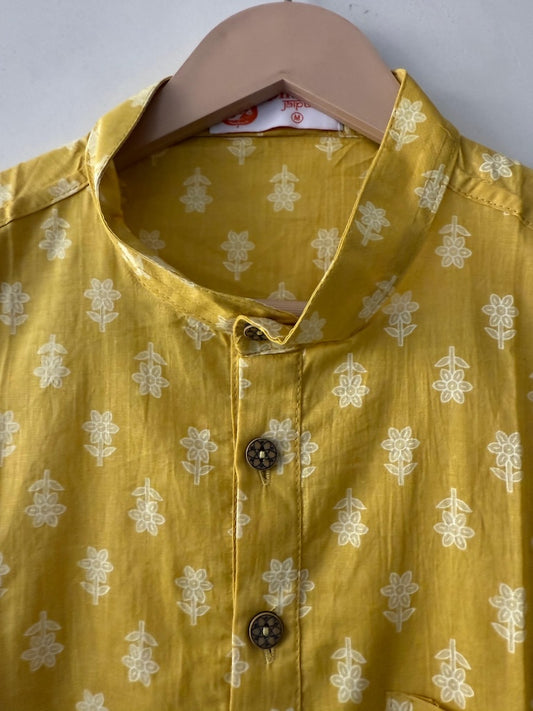 Haldi Ceremony Sanganeri Traditional Cotton Short Kurta