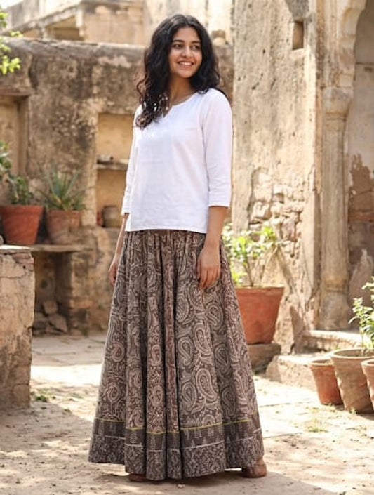 Bagru Handblock Printed Cotton Designer Skirt