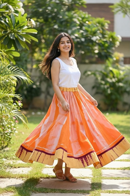 Bagru Handblock Printed Cotton Designer Skirt