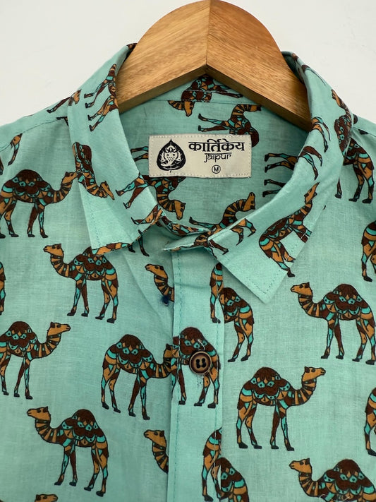 Camel Print Cotton Casual Shirt for Men