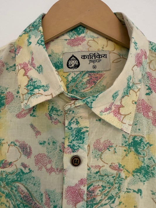 Floral Print Cotton Shirt for Men