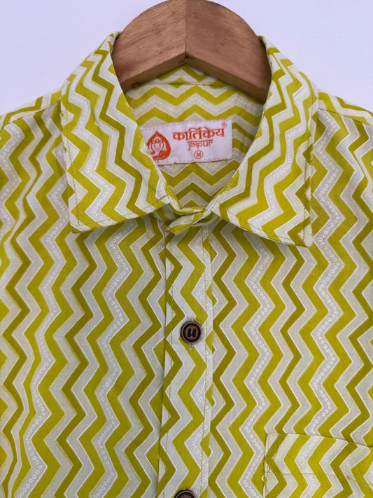 Block Print Cotton Casual Shirt for Men