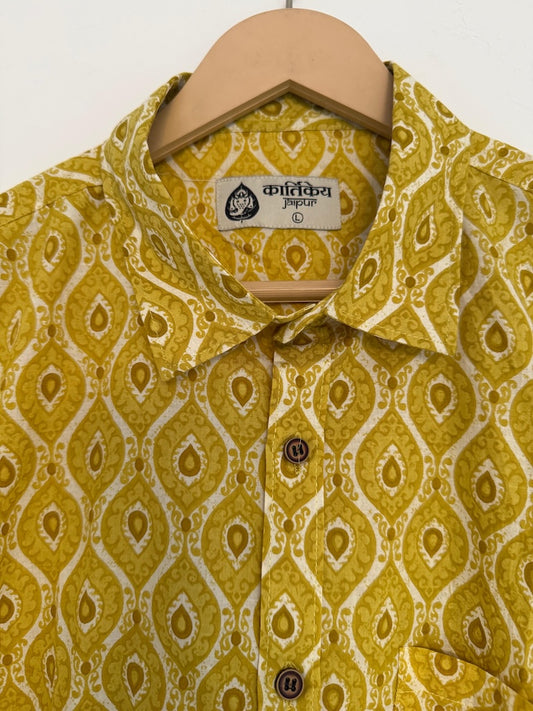 Classic Haldi Print Cotton Shirt for Men