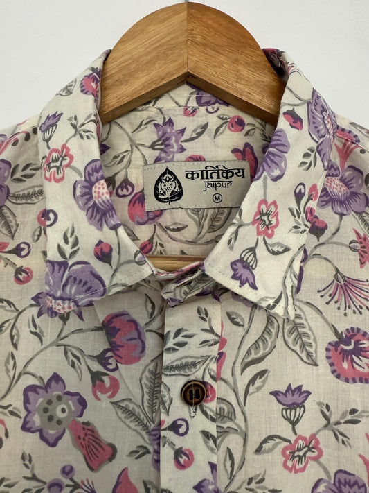 Floral Print Cotton Shirt for Men