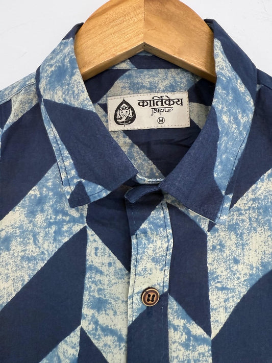 Natural Indigo Cotton Shirt for Men