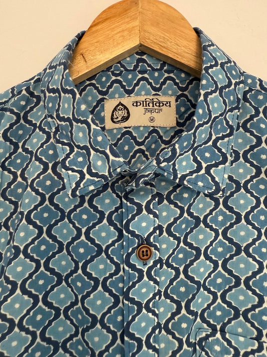Indigo Cotton Casual Shirt for Men