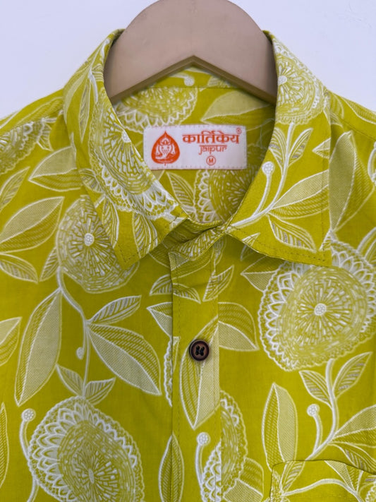 Floral Print Cotton Classic Shirt for Men