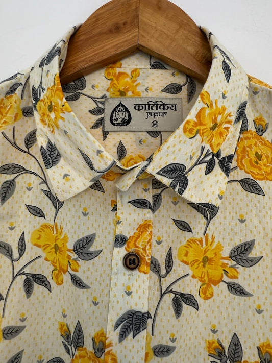 Floral Print Cotton Casual Shirt for Men