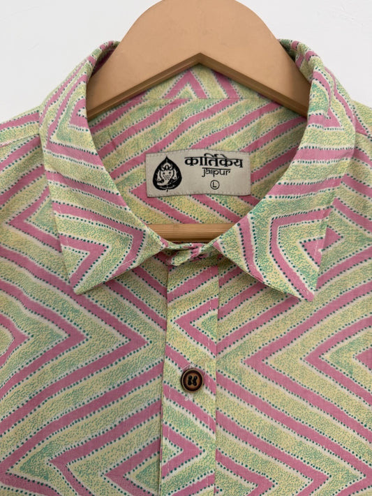 Natural Block Print Cotton Shirt for Men