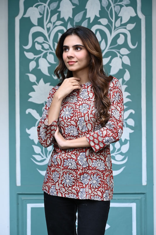 Handblock Cotton Printed Tops For Women