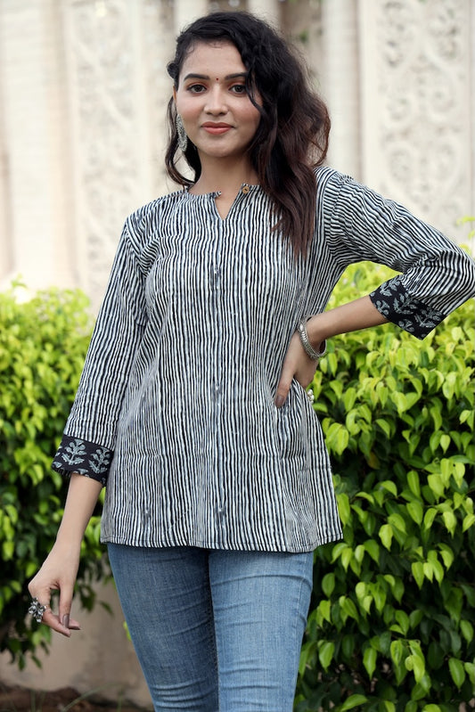 Handblock Cotton Printed Tops For Women