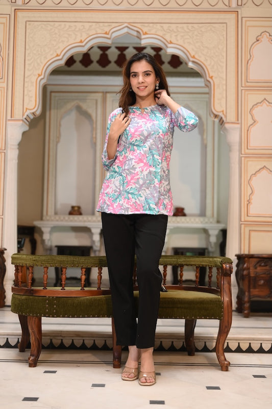 Handblock Cotton Printed Tops For Women