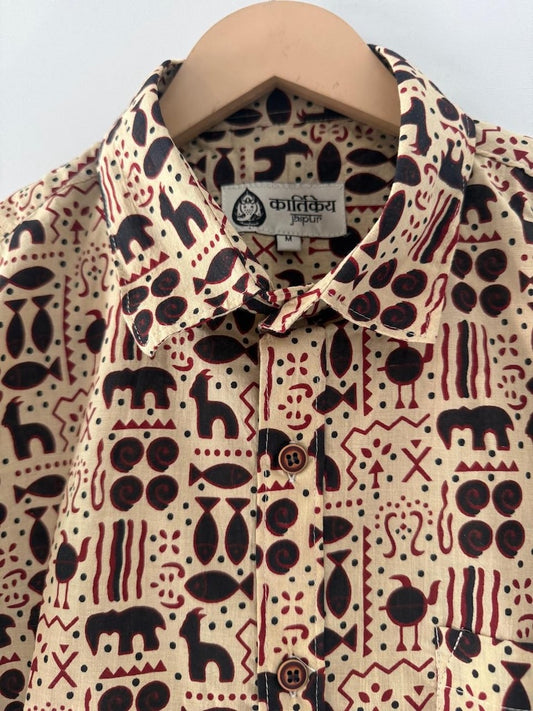 Handcrafted Tribal Print Cotton Classic Shirt for Men