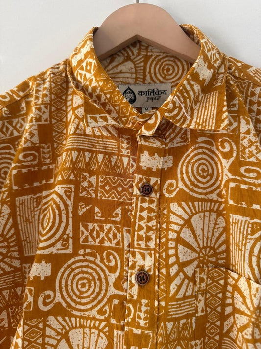 Short Sleeve Paisley Print Cotton Shirt For Men