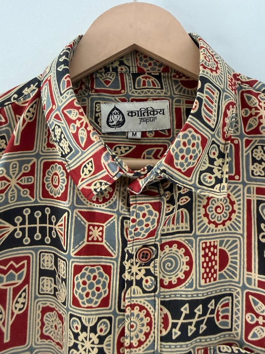 Short Sleeve Paisley Print Cotton Shirt For Men