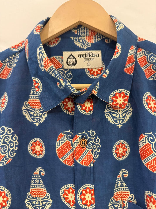 Batik Print Traditional Cotton Shirt For Men - By Kartikeya Jaipur