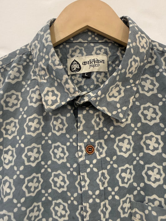 Classic Bagru Print Half Sleeve Cotton Shirt for Men