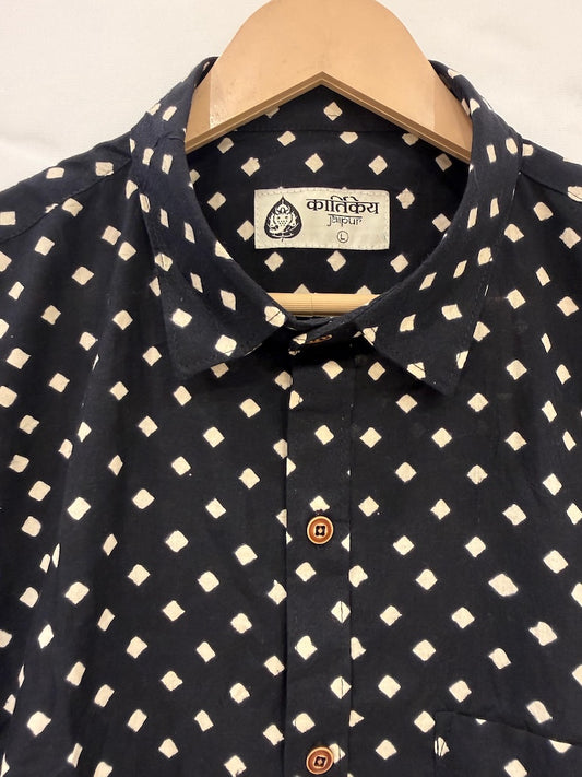Polka Dot Half Sleeves Cotton Shirt for Men