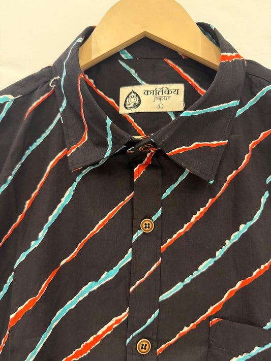 Lehariya Print Half Sleeve Cotton Shirt for Men - Seasons Special
